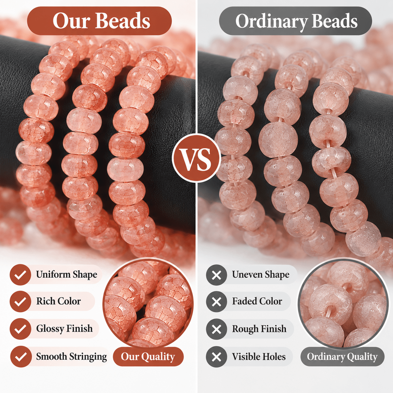 Deep Orange-Red Water-Dyed Abacus Glass Beads for Jewelry Making